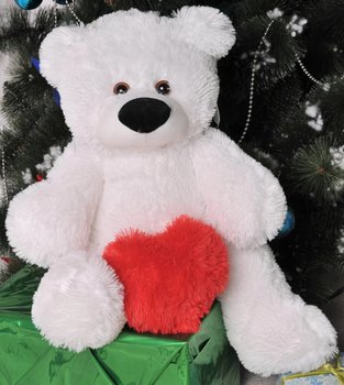 М'яка іграшка Ведмедик з Серцем білий 70 см, Білий, М'які іграшки ВЕДМЕДІ, від 61 см до 100 см