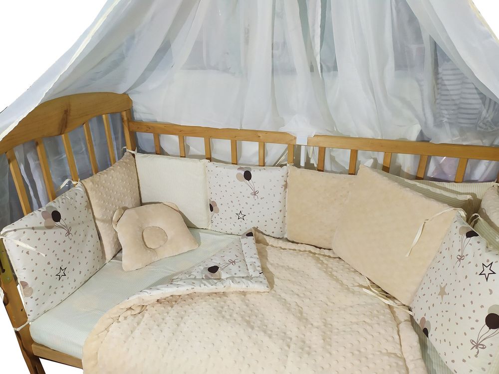 Постельный комплект в кроватку для новорожденного Плюш бежевый