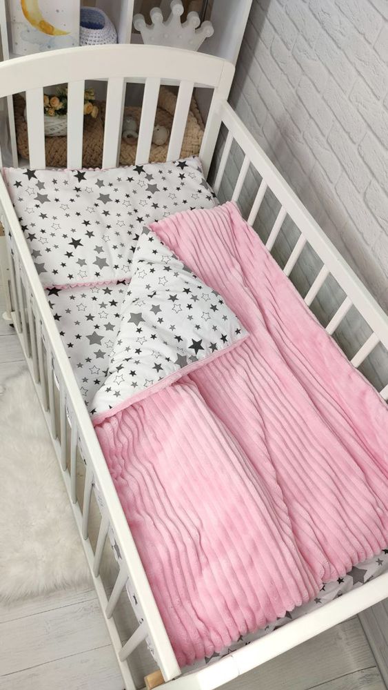 Змінна постільна білизна для новонароджених Шиншила рожева фото, ціна, опис