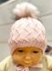 Зимова шапка Павутинка для новонародженої світло - рожева
