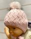 Зимняя шапка Паутинка для новорожденной светло - розовая, обхват головы 36 - 38 см, Вязка