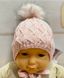 Зимняя шапка Паутинка для новорожденной светло - розовая