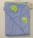 Полотенце уголок для новорожденного Ушки голубой, Голубой, Махра