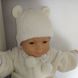 Зимова шапочка для новонароджених СНІЖИНКА молочна, обхват голови 38 см, Плюш