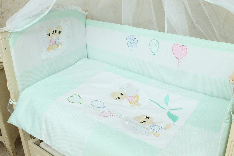 Комплект постельного белья для новорожденных Бусинка салатовый, без балдахина
