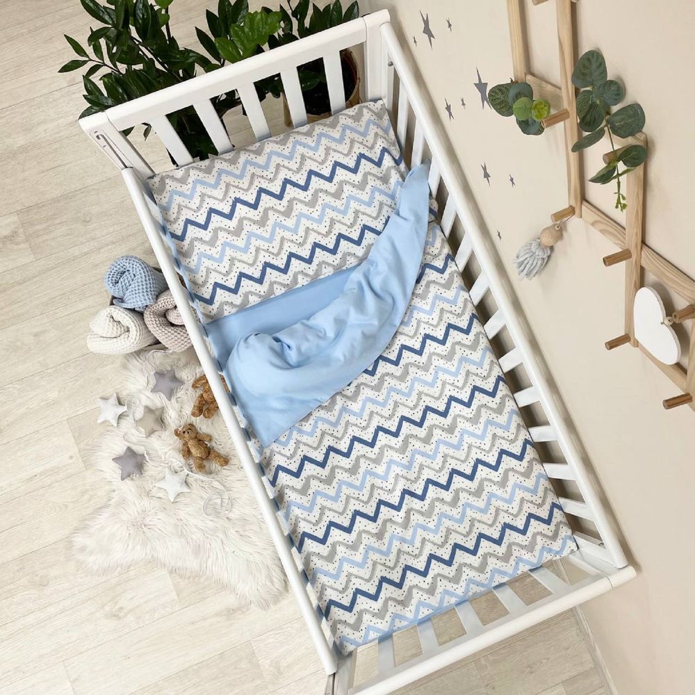 Теплый фланелевый сменный комплект постельного белья в кроватку 120х60 для новорожденного Zigzag