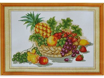 Набори для вишивання хрестом з малюнком на канві 53х39 Кошик з фруктами