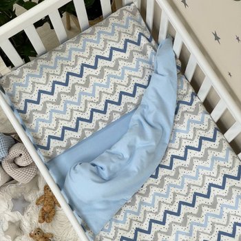 Змінний теплий фланелевий комплект постільної білизни в кроватку для новонародженого 120х60 Zigzag