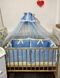 Сатиновий комплект Блакитна Перлина з бортиками подушками в дитяче ліжечко, с балдахіном
