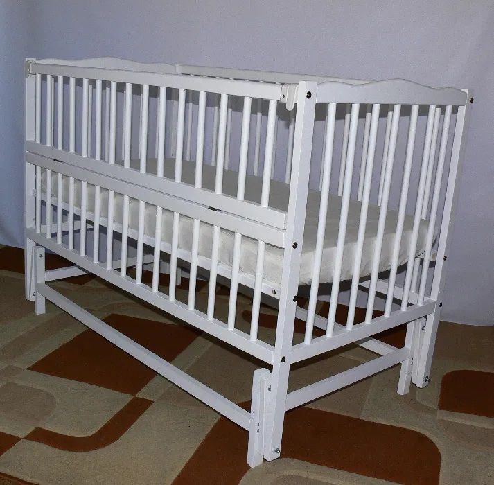 Ліжечко для новонародженого з маятником біле, Білий