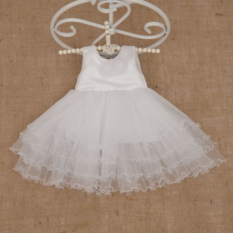 Нарядное платье Наталі для малышки белое, 68, Кулир, Платье