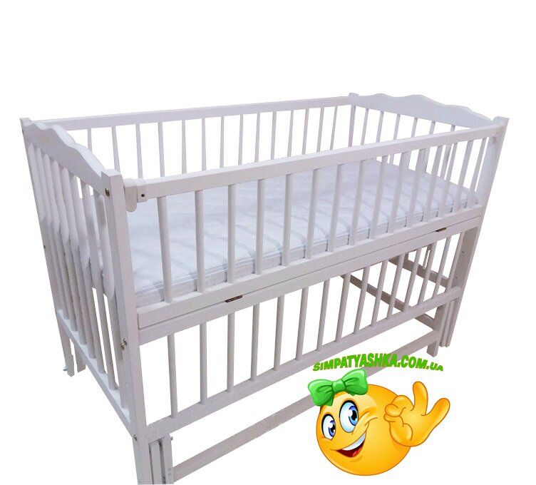 Ліжечко для новонародженого з маятником біле