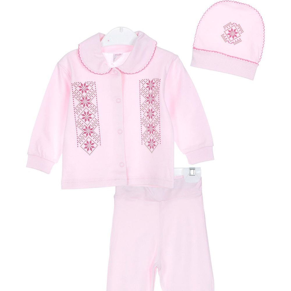 Комплект для малышей Орнамент розовый, 74, Интерлок, Костюм, комплект, Для девочки