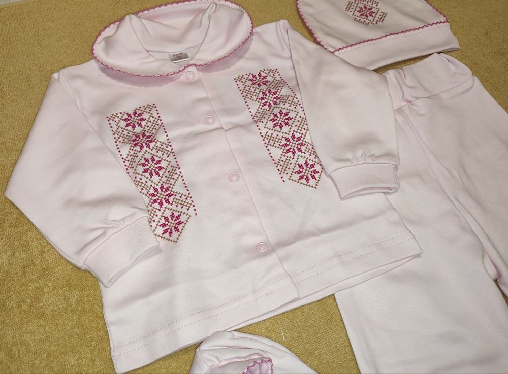 Комплект для малюків Орнамент рожевий, 74, Інтерлок, Костюм, комплект, Для дівчинки