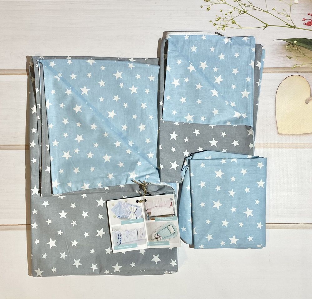 Сменный постельный комплект Звезды серо - голубой фото, цена, описание