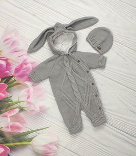 В'язаний комбінезон для новонароджених Bunny сірий