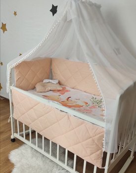 Дитячий постільний комплект у ліжечко для новонароджених зі стьобаними бортиками на всі 4 сторони ліжечка Лисичка