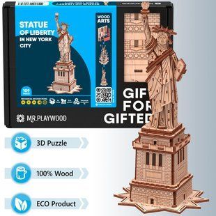 Фото, купити Статуя Свободи конструктор механічний дерев'яний 3D, ціна 840 грн