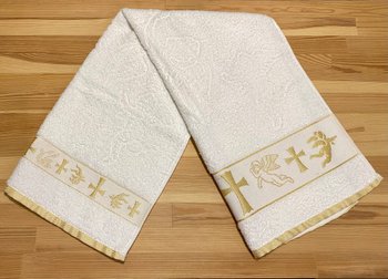 Махровий рушник на хрещення Золотий Янгол 90х47 см