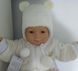 Зимова тепла шапочка для малюків СНІЖКА молочна, обхват головы 40 см, Махра, Шапка