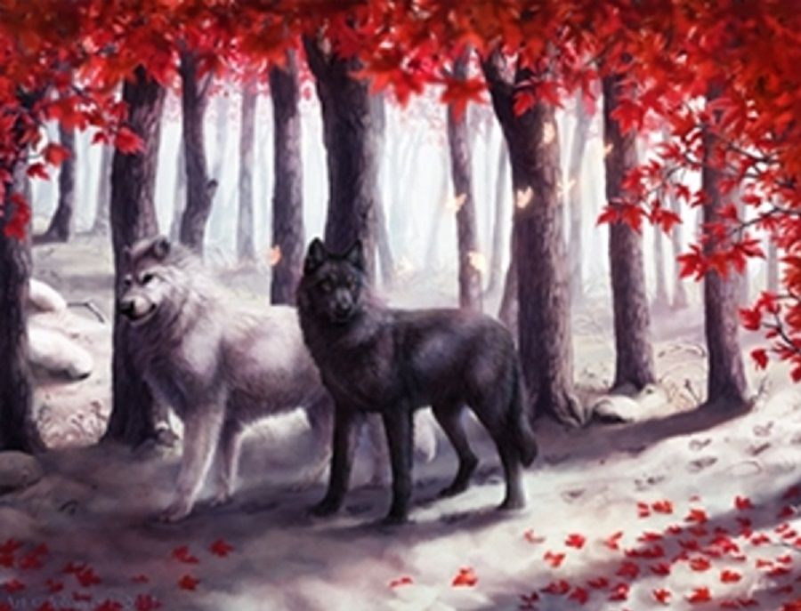 Картина стразами по номерам на подрамнику Волки №16