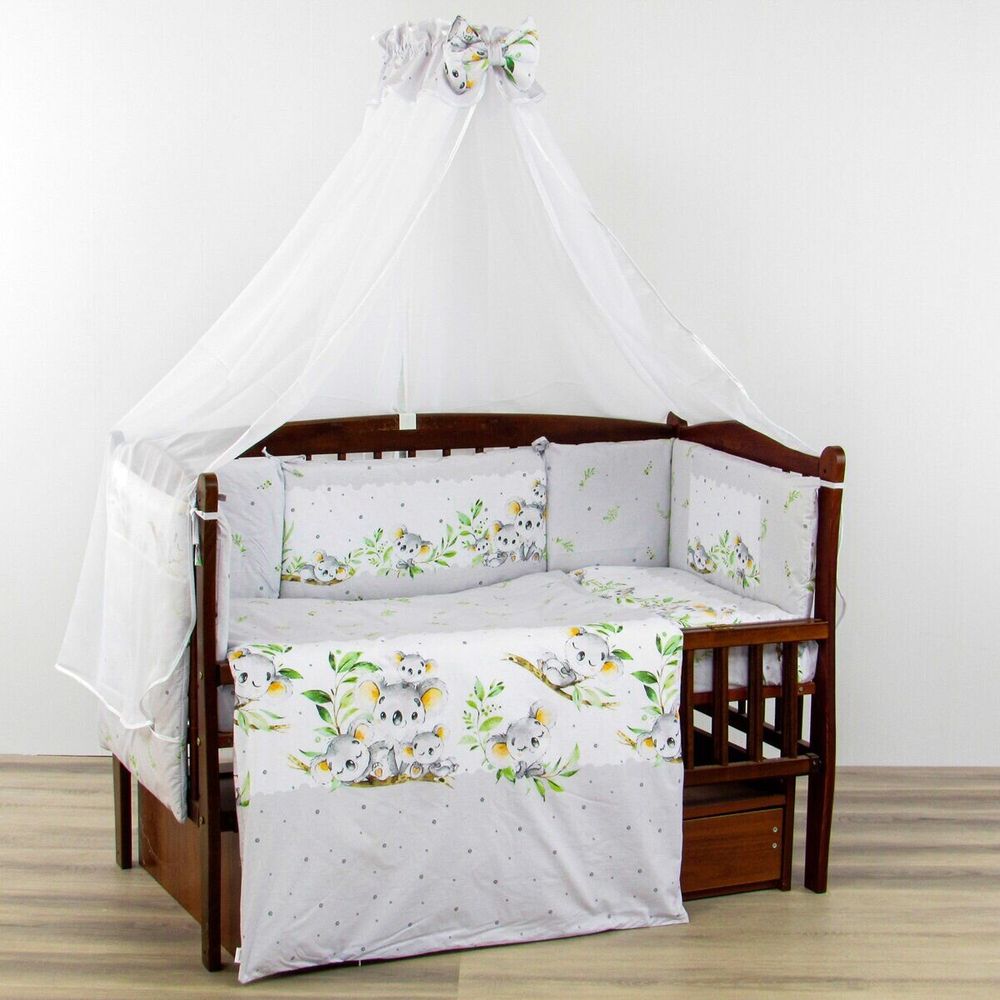 Спальний комплект для новонароджених Коала 8 предметів, с балдахіном