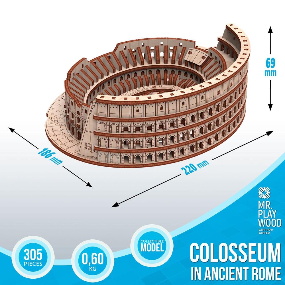 Фото, купити Колізей у Стародавньому Римі конструктор механічний дерев'яний 3D, ціна 660 грн