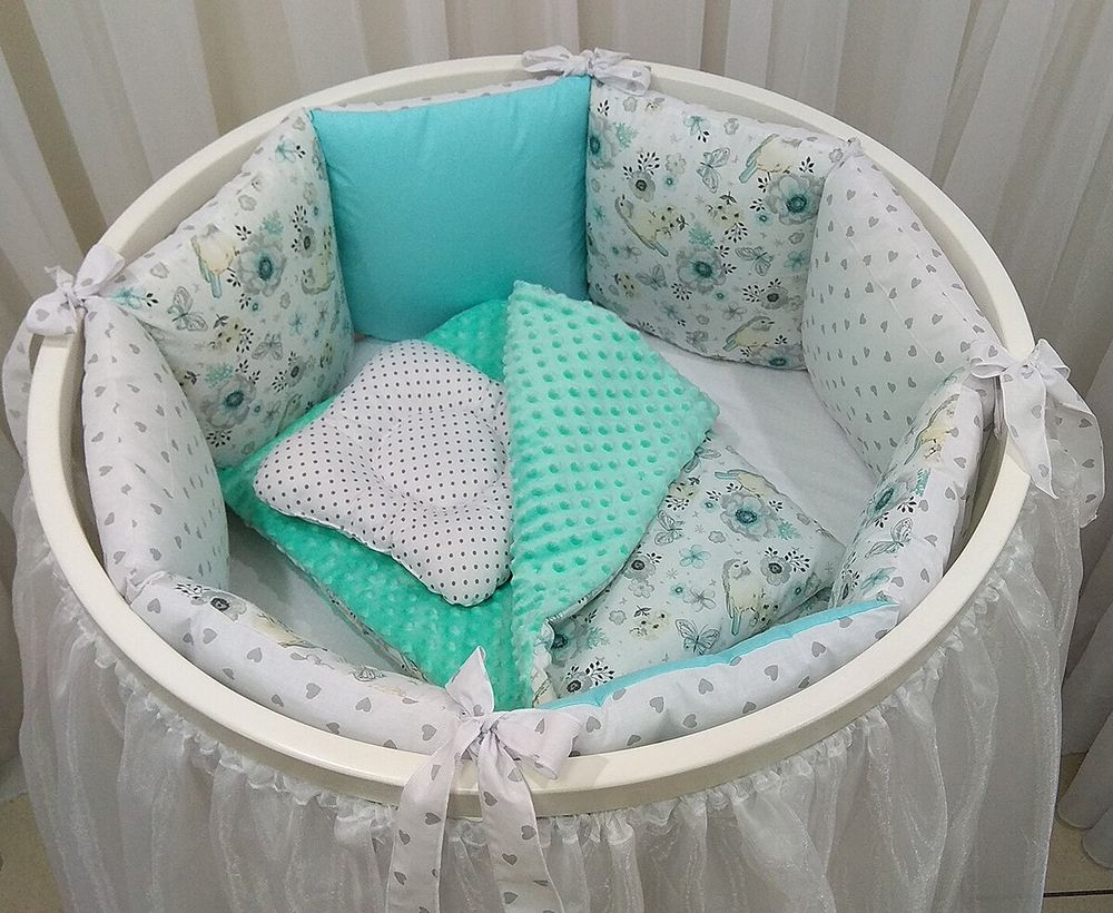 Комплект постільної білизни в кругле-овальне ліжечко з бортиками Пташка фото 5