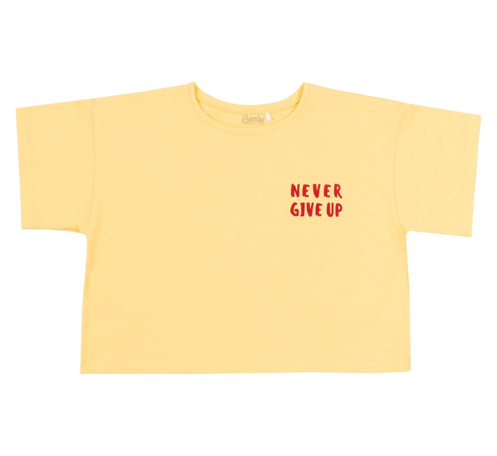 Літня дитяча футболка Never give up для дівчинки супрем