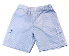Детские шорты на лето Голубая клеточка, Голубой, 98, Поплин
