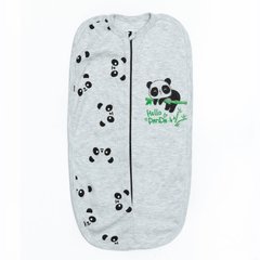 Пеленка кокон для новорожденных Hello Panda, Серый меланж, 56, Интерлок