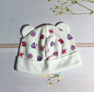 Шапочка без зав'язок Пташки з вушками