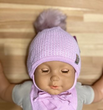 Зимова шапочка + шарф Перлинний Візерунок для новонародженої
