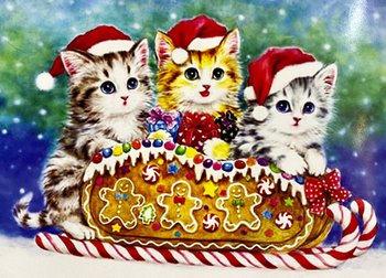 Купити Набір для вишивання хрестом 70х54 Різдвяні кошенята
