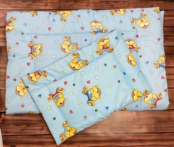 Комплект Одеяло с подушкой для новорожденных Веселые Медвежата голубое