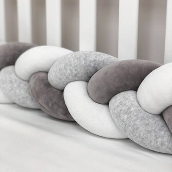 Бортик захист коса для дитячого ліжечка білий сірий меланж графіт 120, 220 чи 360 см
