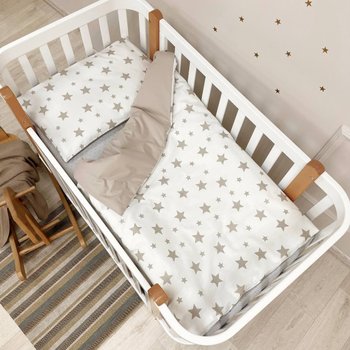 Змінний комплект постільної білизни у ліжечко для новонароджених stars beige (підковдра, наволочка, простирадло)