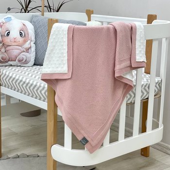Двосторонній теплий в'язаний плед для малюків та новонароджених у ліжечко або коляску малахіт