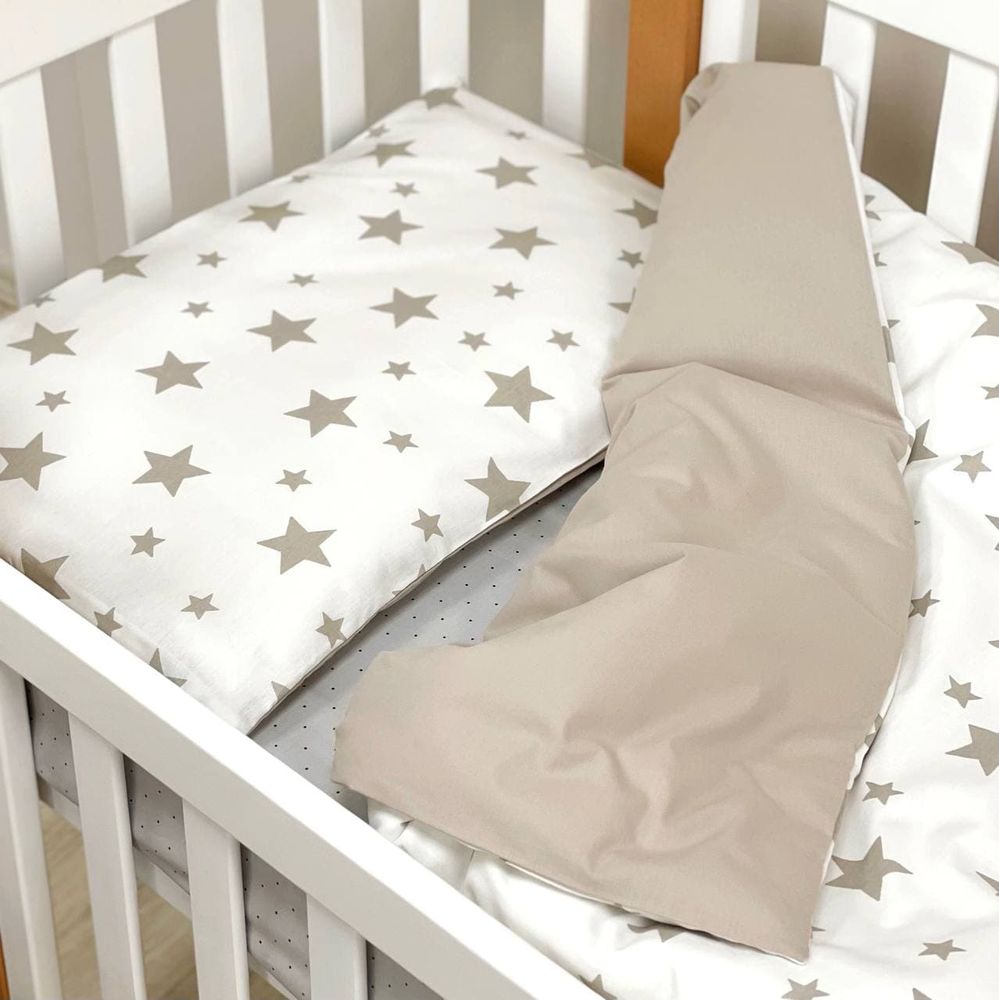 Змінний постільний комплект у ліжечко для новонароджених stars beige фото, ціна, опис