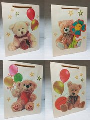 Дитячі паперові пакети з ручками Ведмедики з кульками 31х45х19