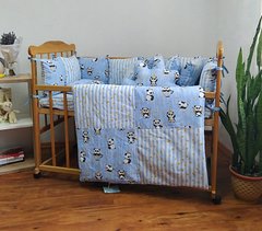 Спальный комплект Облачко Панда 12 подушек голубой, Голубой, без балдахина