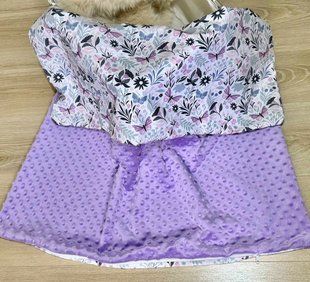 Легкий плюшевий плед на бавовні Метелики на квіточках