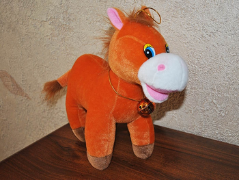 Игрушка Лошадка оранжевая маленькая, Оранжевый, Мягкие игрушки ЛОШАДКИ, до 60 см