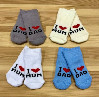 Махрові шкарпетки Я Люблю Маму та Тата для новонароджених