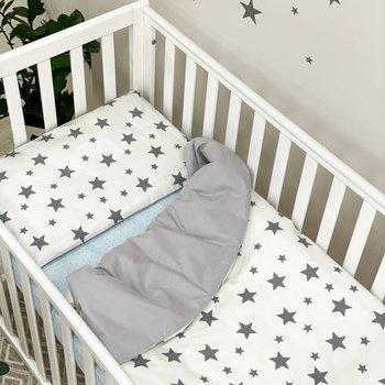 Змінний комплект постільної білизни у ліжечко для новонароджених Сірі зірки (підковдра, наволочка, простирадло)