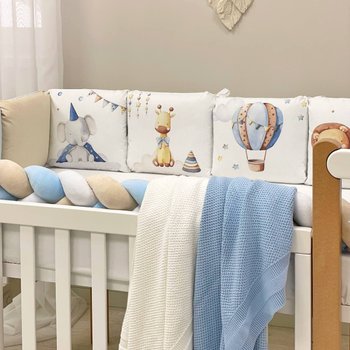 Захисні борти в ліжечко новонародженим на 4 сторони подушки + коса Circus