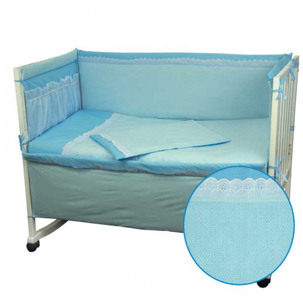 Захист + постільна білизна в ліжечко Карапуз блакитний