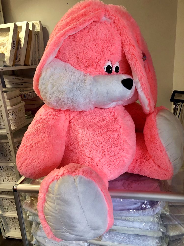 Мягкая игрушка Большой Розовый Заяц 110 см, Розовый, Мягкие игрушки ЗАЙЦЫ, КРОЛИКИ, от 101 см до 200 см