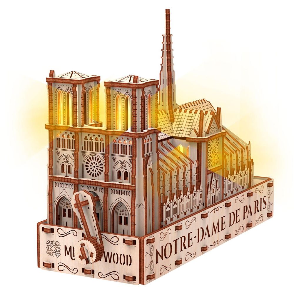 Фото, купити Собор Паризької Богоматері (Еко - лайт) конструктор механічний дерев'яний 3D, ціна 1 230 грн