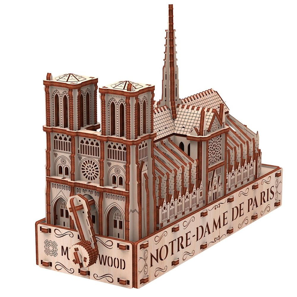 Фото, купить Собор Паризької Богоматері (Еко - лайт) конструктор механічний дерев'яний 3D, цена 1 230 грн